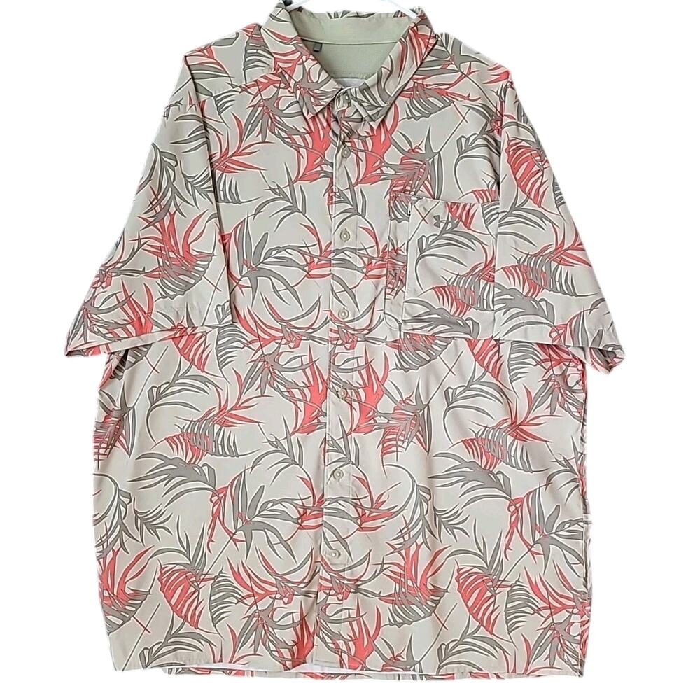 Under Armour Dockside Shirt 2XL Palm Print Quick Dry Golfcore Outdoor Adventure